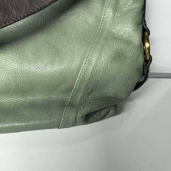 Sundance Made in Italy Leather Shoulder Bag Sage Green Hobo Style - Picture 6 of 16